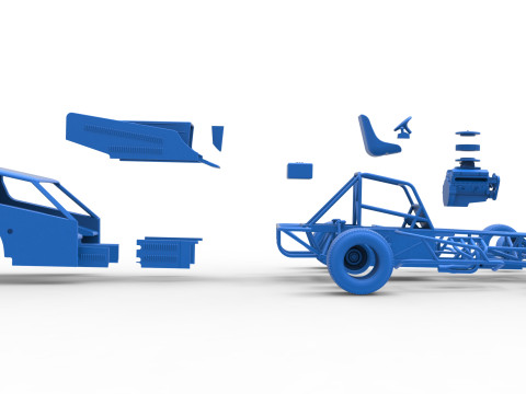 Vintage Dirt Modified stock car Version 4 Scale 1 to 25 3Dプリントモデル