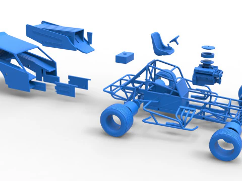 Vintage Dirt Modified stock car Version 4 Scale 1 to 25 3D Print Model