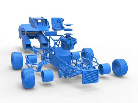 Vintage Dirt Modified stock car Version 4 Scale 1 to 25 3D Print Model