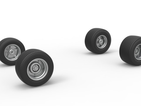 Wheel set of Northeast Dirt Modified stock car Version 4 Scale 1 to 25 3Dプリントモデル