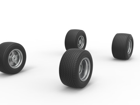 Wheel set of Northeast Dirt Modified stock car Version 4 Scale 1 to 25 Model Cetak 3D