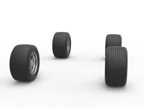 Wheel set of Northeast Dirt Modified stock car Version 4 Scale 1 to 25 Model Cetak 3D