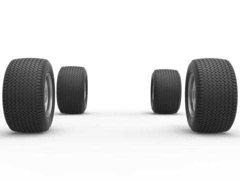 Wheel set of Northeast Dirt Modified stock car Version 4 Scale 1 to 25 Model Cetak 3D
