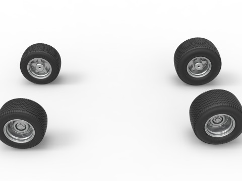 Wheel set of Northeast Dirt Modified stock car Version 4 Scale 1 to 25 Model Cetak 3D