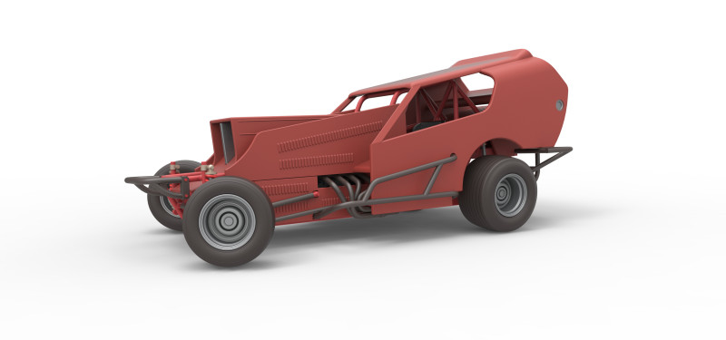 Vintage Dirt Modified stock car Version 4 while turning Scale 1 to 25 Model Cetak 3D .c4d .max .obj .3ds .fbx .stl .blend