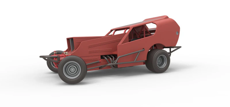 Vintage Dirt Modified stock car Version 4 while turning Scale 1 to 25 3D Print Model .c4d .max .obj .3ds .fbx .stl .blend 