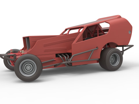 Vintage Dirt Modified stock car Version 4 while turning Scale 1 to 25 3D 打印模型