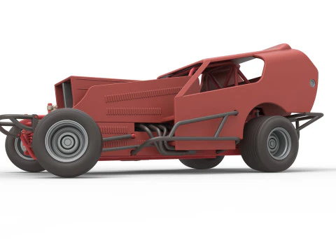 Vintage Dirt Modified stock car Version 4 while turning Scale 1 to 25 3D Print Model