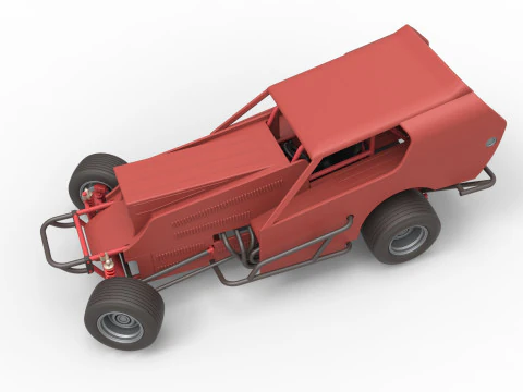 Vintage Dirt Modified stock car Version 4 while turning Scale 1 to 25 3D Print Model