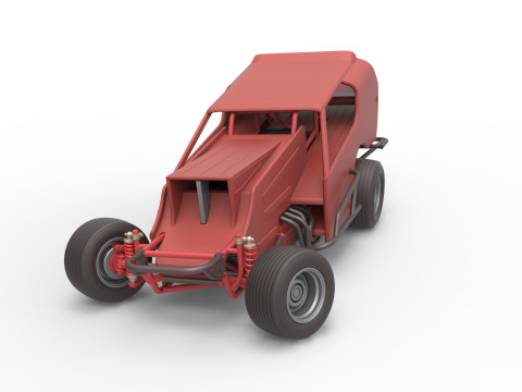 Vintage Dirt Modified stock car Version 4 while turning Scale 1 to 25 Modello di stampa 3D