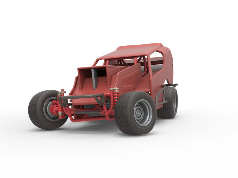 Vintage Dirt Modified stock car Version 4 while turning Scale 1 to 25 3D Print Model
