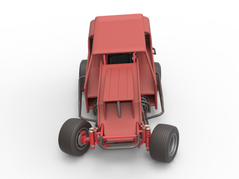 Vintage Dirt Modified stock car Version 4 while turning Scale 1 to 25 Modello di stampa 3D