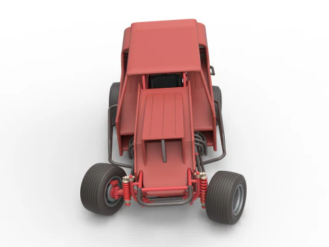 Vintage Dirt Modified stock car Version 4 while turning Scale 1 to 25 3D Print Model