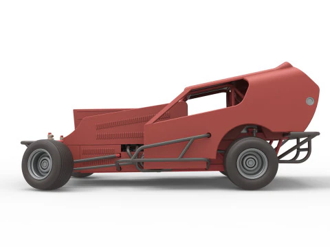 Vintage Dirt Modified stock car Version 4 while turning Scale 1 to 25 3D Print Model