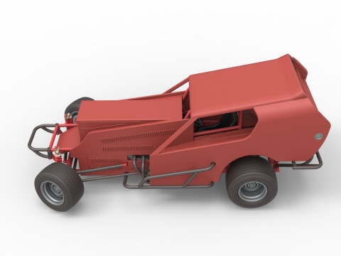 Vintage Dirt Modified stock car Version 4 while turning Scale 1 to 25 Modello di stampa 3D