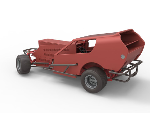 Vintage Dirt Modified stock car Version 4 while turning Scale 1 to 25 Modello di stampa 3D