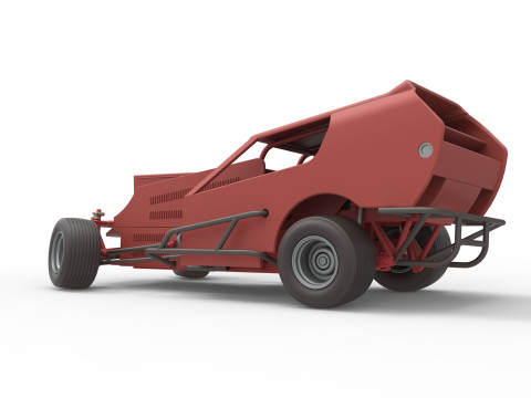 Vintage Dirt Modified stock car Version 4 while turning Scale 1 to 25 Modello di stampa 3D