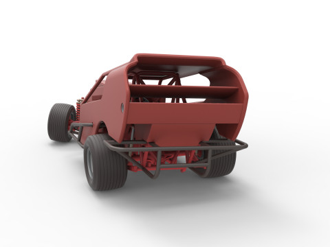 Vintage Dirt Modified stock car Version 4 while turning Scale 1 to 25 Modello di stampa 3D