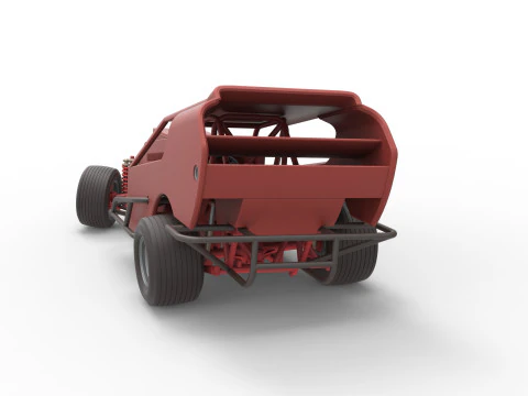 Vintage Dirt Modified stock car Version 4 while turning Scale 1 to 25 3D Print Model