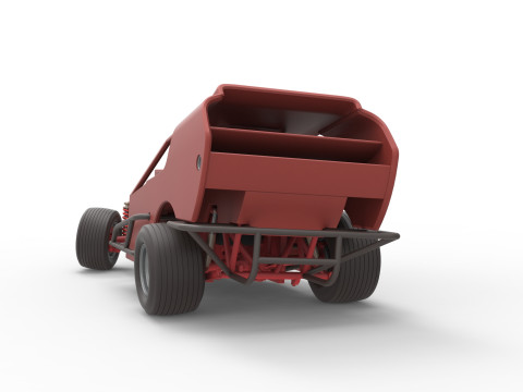 Vintage Dirt Modified stock car Version 4 while turning Scale 1 to 25 Modello di stampa 3D