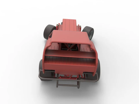 Vintage Dirt Modified stock car Version 4 while turning Scale 1 to 25 3D Print Model