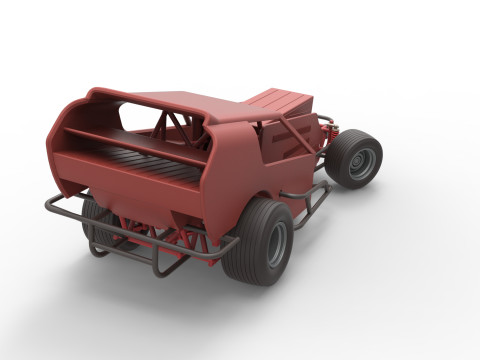 Vintage Dirt Modified stock car Version 4 while turning Scale 1 to 25 Modello di stampa 3D