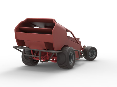 Vintage Dirt Modified stock car Version 4 while turning Scale 1 to 25 Modello di stampa 3D