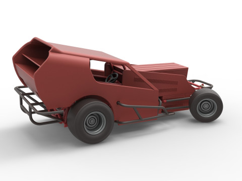 Vintage Dirt Modified stock car Version 4 while turning Scale 1 to 25 Modello di stampa 3D