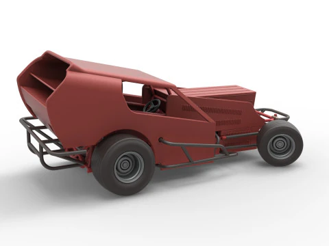 Vintage Dirt Modified stock car Version 4 while turning Scale 1 to 25 3D Print Model