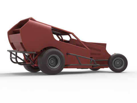 Vintage Dirt Modified stock car Version 4 while turning Scale 1 to 25 Modello di stampa 3D