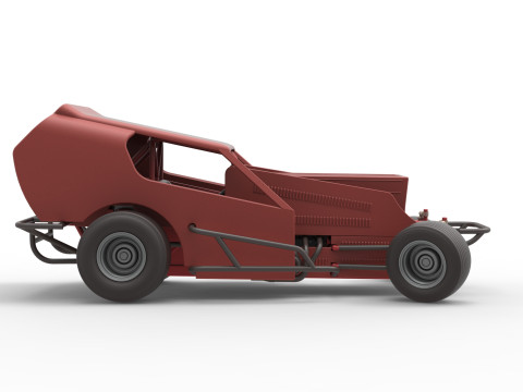 Vintage Dirt Modified stock car Version 4 while turning Scale 1 to 25 Modello di stampa 3D