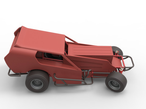 Vintage Dirt Modified stock car Version 4 while turning Scale 1 to 25 Modello di stampa 3D