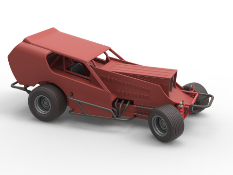 Vintage Dirt Modified stock car Version 4 while turning Scale 1 to 25 Modello di stampa 3D