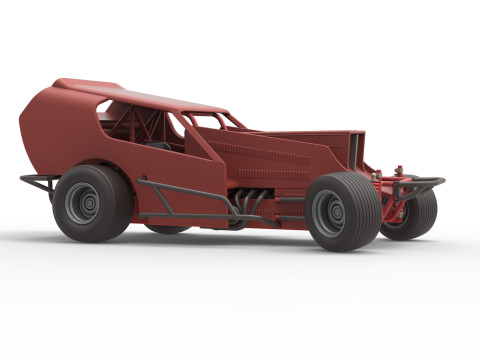 Vintage Dirt Modified stock car Version 4 while turning Scale 1 to 25 Modello di stampa 3D