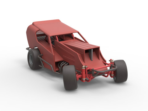 Vintage Dirt Modified stock car Version 4 while turning Scale 1 to 25 Modello di stampa 3D