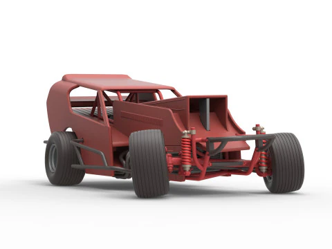 Vintage Dirt Modified stock car Version 4 while turning Scale 1 to 25 3D Print Model