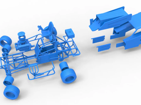 Vintage Dirt Modified stock car Version 4 while turning Scale 1 to 25 3D Print Model