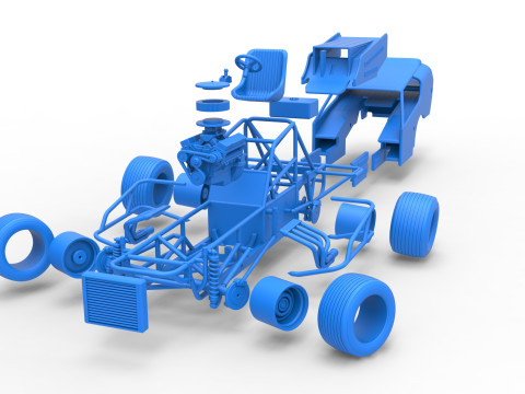 Vintage Dirt Modified stock car Version 4 while turning Scale 1 to 25 Modello di stampa 3D