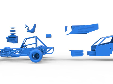 Vintage Dirt Modified stock car Version 4 while turning Scale 1 to 25 3D Print Model