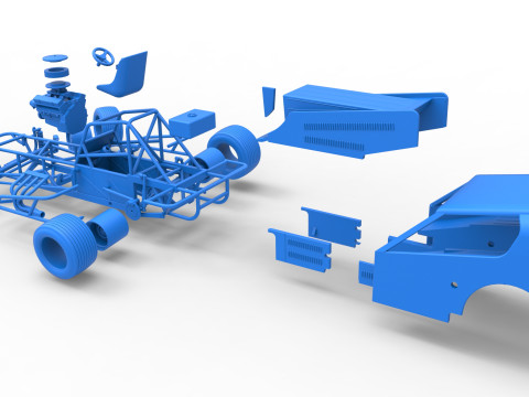 Vintage Dirt Modified stock car Version 4 while turning Scale 1 to 25 Modello di stampa 3D