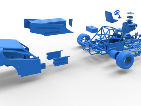 Vintage Dirt Modified stock car Version 4 while turning Scale 1 to 25 Modello di stampa 3D