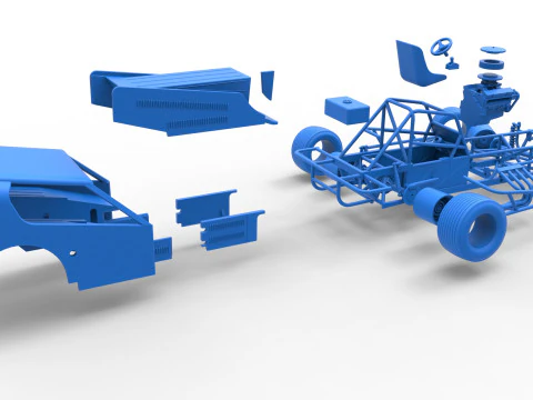 Vintage Dirt Modified stock car Version 4 while turning Scale 1 to 25 3D Print Model
