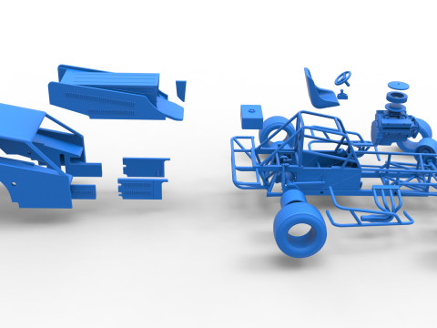 Vintage Dirt Modified stock car Version 4 while turning Scale 1 to 25 Modello di stampa 3D