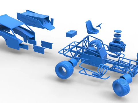 Vintage Dirt Modified stock car Version 4 while turning Scale 1 to 25 3D Print Model