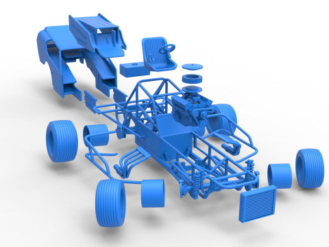 Vintage Dirt Modified stock car Version 4 while turning Scale 1 to 25 Modello di stampa 3D