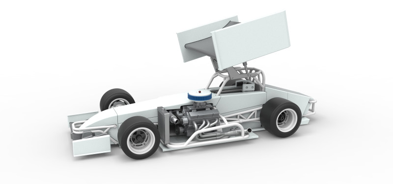 Supermodified front engine Winged race car V4 Scale 1 to 25 3D printmodel .c4d .max .obj .3ds .fbx .stl .blend 