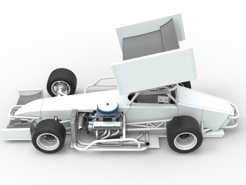 Supermodified front engine Winged race car V4 Scale 1 to 25 3D printmodel