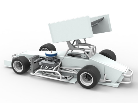 Supermodified front engine Winged race car V4 Scale 1 to 25 3D printmodel