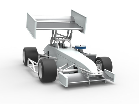 Supermodified front engine Winged race car V4 Scale 1 to 25 3D printmodel