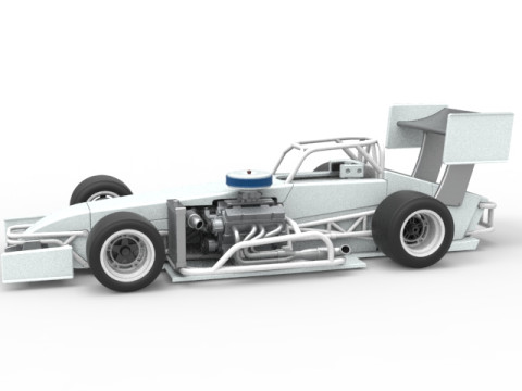 Supermodified front engine Winged race car V4 Scale 1 to 25 3D printmodel